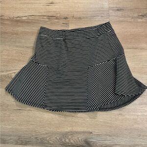Timing Black and White Asymmetrical Skater Mini Skirt